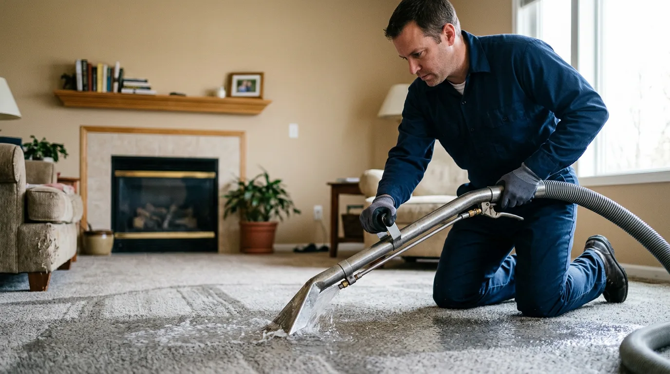 Water damage restoration technician working near Ashburn, VA